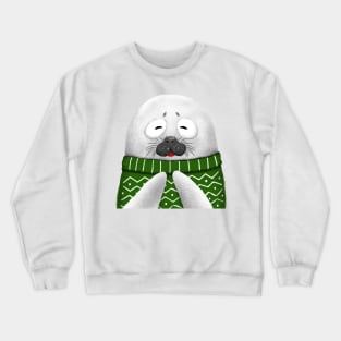 Cute Seal Wearing Green Sweater Crewneck Sweatshirt